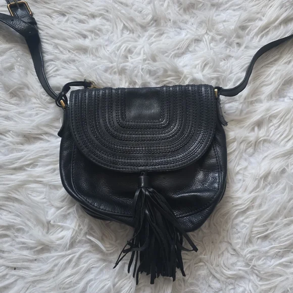 Fossil Emi Tassel Eegant Black Leather Shoulder Bag - Picture 4 of 7